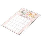 Bloc-note Sweet Safari Animaux Filles Baby shower Bingo Jeu (Incliné)