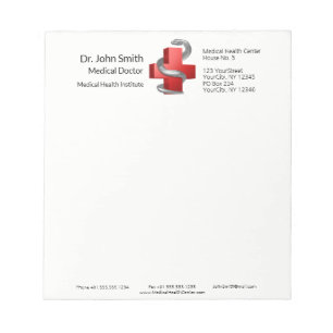 Bloc-note Symbole de croix médicale rouge serpent argenté