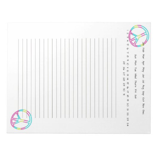 BLOC-NOTE SYMBOLE DE PAIX (Devant)