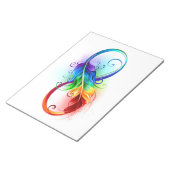 Bloc-note Symbole d'infini avec plume arc-en-ciel (Incliné)