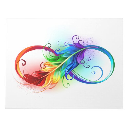 Bloc-note Symbole d'infini avec plume arc-en-ciel (Devant)