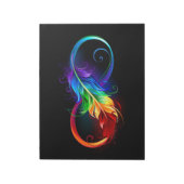 Bloc-note Symbole d'infini avec plume arc-en-ciel (Tourné)