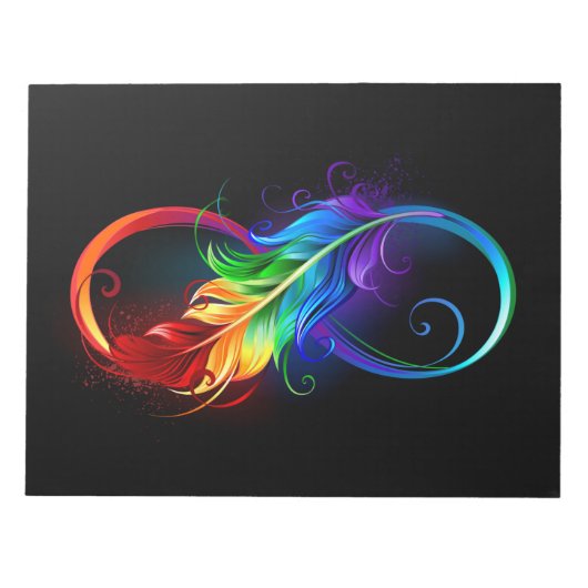 Bloc-note Symbole d'infini avec plume arc-en-ciel (Devant)