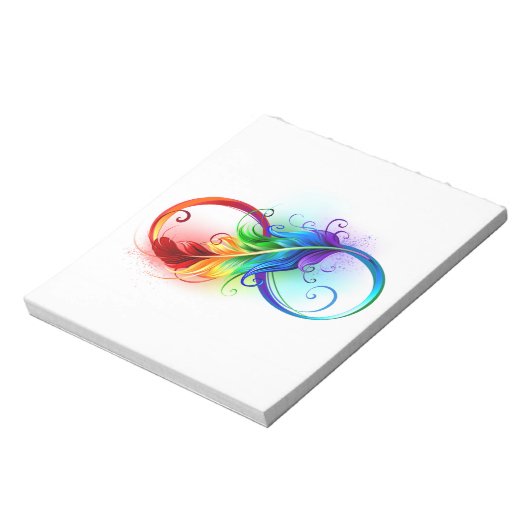 Bloc-note Symbole d'infini avec plume arc-en-ciel (Tourné)