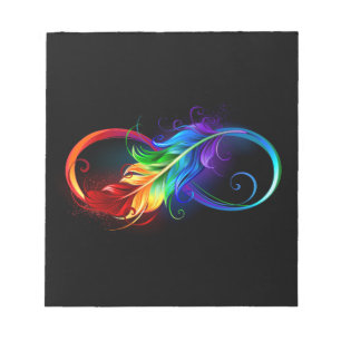 Bloc-note Symbole d'infini avec plume arc-en-ciel