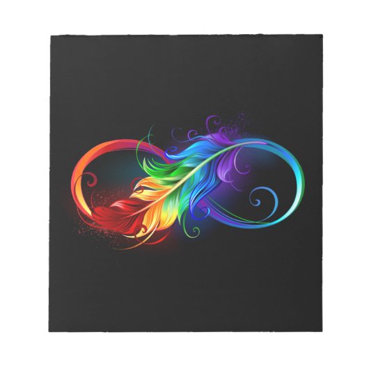 Bloc-note Symbole d'infini avec plume arc-en-ciel (Devant)