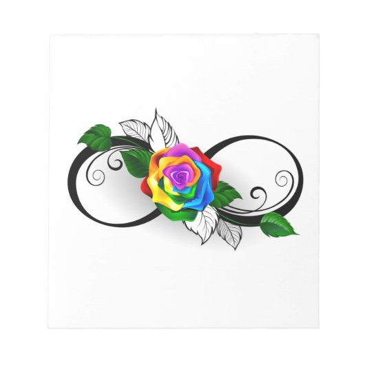 Bloc-note Symbole d'infini avec Rose arc-en-ciel (Devant)