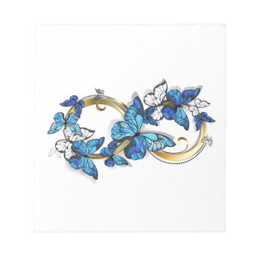 Bloc-note Symbole infini de papillons Morpho bleus (Devant)