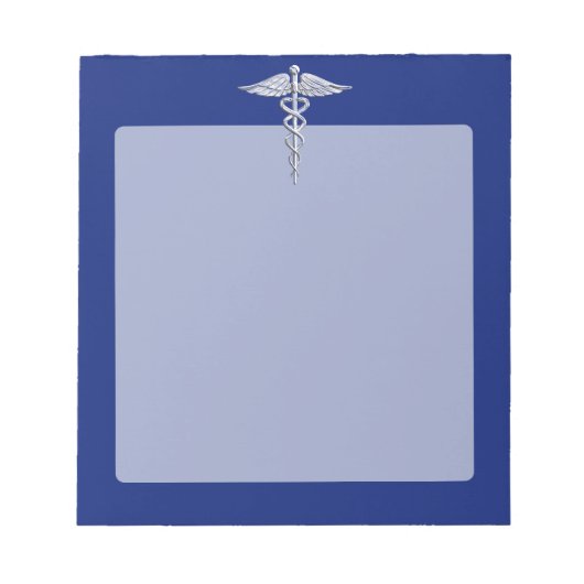 Bloc-note Symbole Médicale Chrome Argent sur bleu marine (Devant)