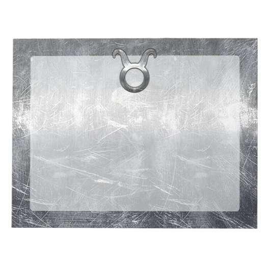 Bloc-note Symbole Taurus Zodiac Grunge Style Argent Distress (Devant)