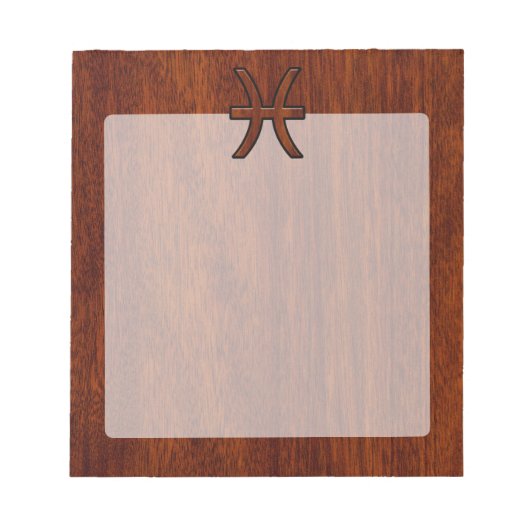Bloc-note Symbole Zodiac Pisces Style de grains de bois d'ac (Devant)