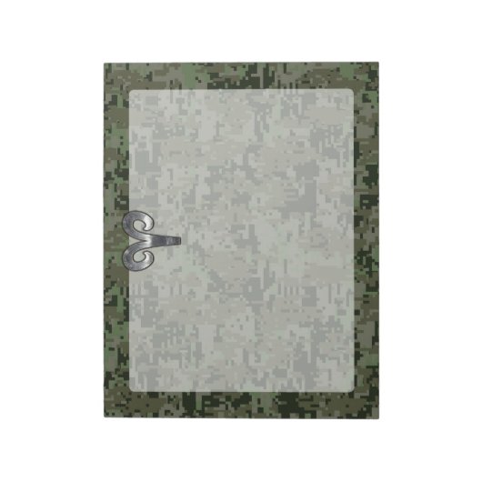 Bloc-note Symbole Zodiac Silver Aries Camo numérique vert (Tourné)