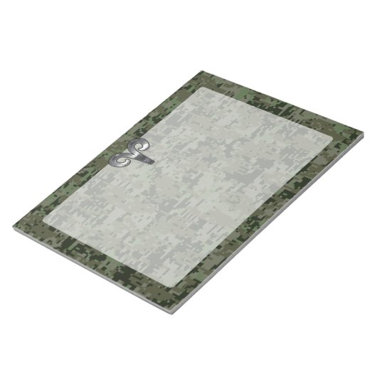 Bloc-note Symbole Zodiac Silver Aries Camo numérique vert (Incliné)
