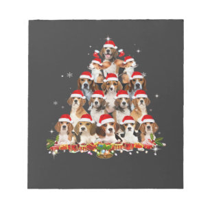Bloc-note T-shirt amusant Beagles mignons arbre de Noël chie
