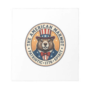 Bloc-note T-shirt avec gravure vintage de marmotte patriotiq