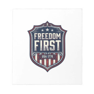 Bloc-note T-Shirt Bouclier Patriotique Freedom First USA 177