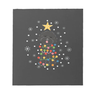 Bloc-note T-shirt classique arbre de Noël caniche jouet noir