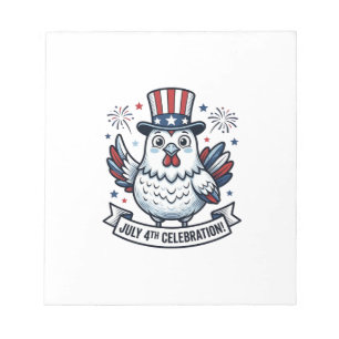 Bloc-note T-Shirt de célébration du 4 juillet Poulet patriot