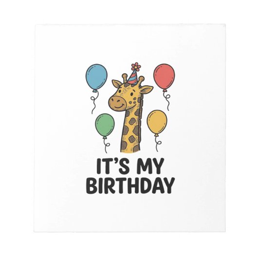 Bloc-note T-shirt de fête d'anniversaire de girafe mignon De (Devant)
