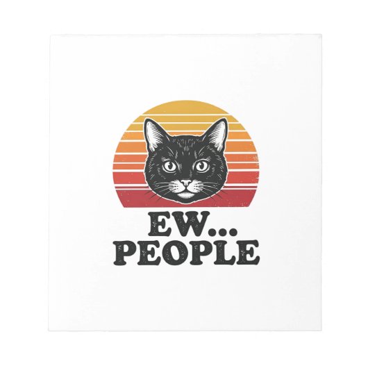 Bloc-note T-shirt drôle de chat noir Ew personnes rétro couc (Devant)