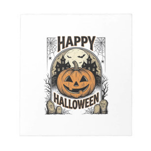 Bloc-note T-shirt Halloween Citrouille Cimetière Vintage Art