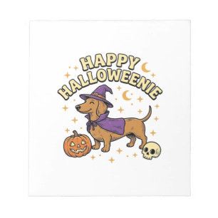 Bloc-note T-shirt Happy Halloweenie chien teckel sorcière_1