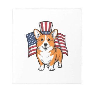 Bloc-note T-shirt patriotique Corgi gravure vintage Design_1