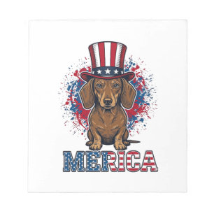 Bloc-note T-shirt vintage pour chien teckel patriotique Meri