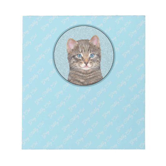 Bloc-note Tabby Gris Peinture Chat - Cute Original Art Chat (Devant)