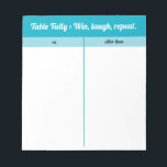Bloc-note Table Bleue Bleu Moderne Tally<br><div class="desc">Ajoutez du style et du plaisir à votre soirée de jeu avec cette feuille de table Bunco bleu et blanc. Conçu pour les joueurs de Bunco, il est facile à lire, facile à marquer et maintient votre jeu organisé. Comprend le drôle ‘Win, Laugh, Repeat’ Bunco qui dit de garder l'humeur...</div>