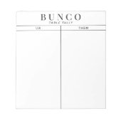Bloc-note Table Bunco simple noir et blanc (Devant)