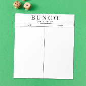 Bloc-note Table Bunco simple noir et blanc