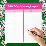 Bloc-note Table de Bunco simple rose moderne Tally<br><div class="desc">Ajoutez du style et du plaisir à votre soirée de jeu avec cette feuille de table Bunco rose et blanc. Conçu pour les joueurs de Bunco, il est facile à lire, facile à marquer et maintient votre jeu organisé. Comprend le drôle ‘Win, Laugh, Repeat’ Bunco qui dit de garder l'humeur...</div>