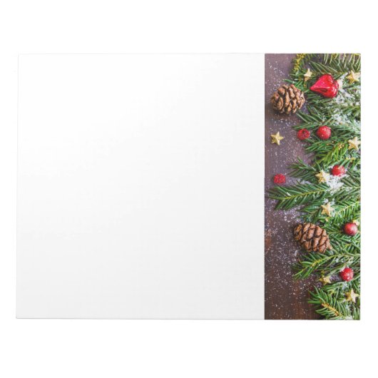 Bloc-note Table de Noël rustique avec pin et neige (Devant)