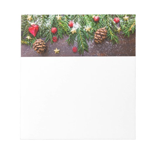 Bloc-note Table de Noël rustique avec pin et neige (Devant)