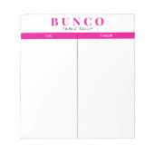 Bloc-note Table simple rose et blanc Bunco Tally (Devant)