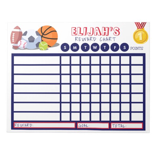Bloc-note Tableau de bord pour enfants, Graphique de sport p (Devant)