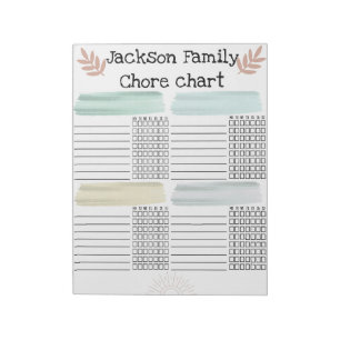 Bloc-note Tableau de la corvée familiale arraché chaque sema