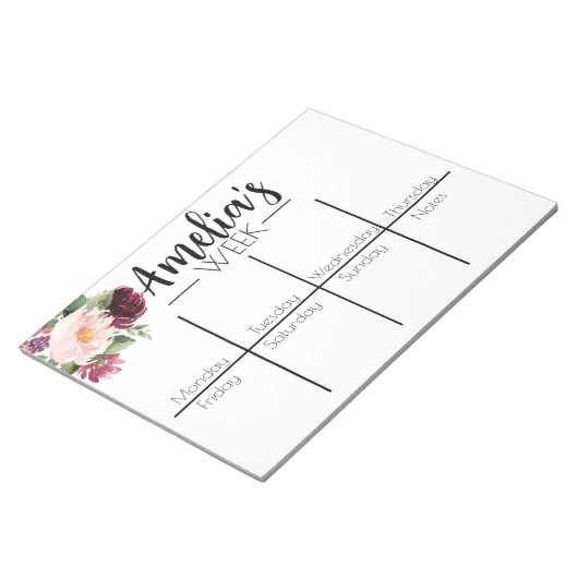 Bloc-note Tableau de notes du calendrier hebdomadaire (Incliné)