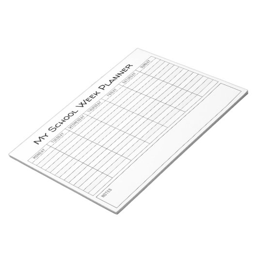 Bloc-note Tableau de planification de la semaine scolaire or (Incliné)