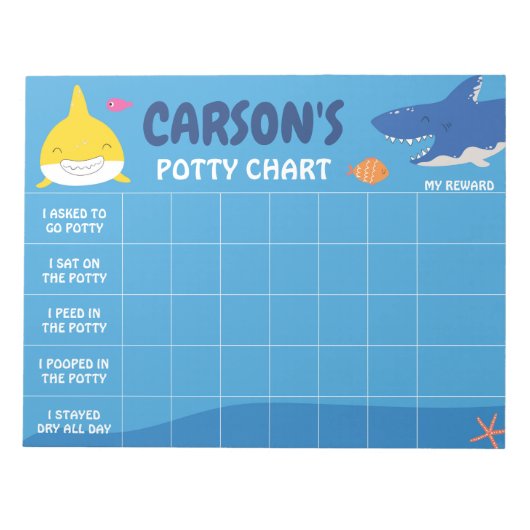Bloc-note Tableau de propreté requin mignon personnalisé ave (Devant)
