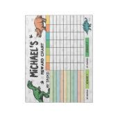 Bloc-note Tableau de récompense de dinosaure Nom et tâches p (Tourné)
