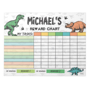 Bloc-note Tableau de récompense de dinosaure Nom et tâches p
