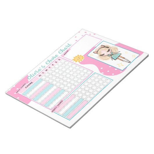 Bloc-note Tableau de récompense pour la fille de routine quo (Incliné)