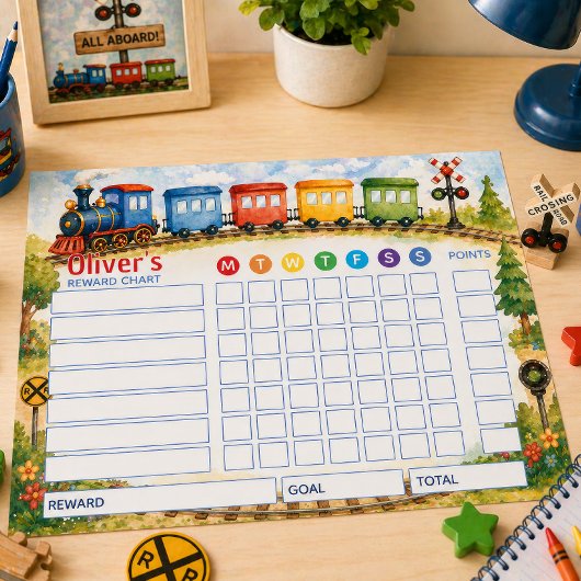 Bloc-note Tableau de Récompense Thème Train Tableau de Corvé
