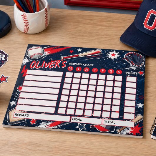 Bloc-note Tableau de Récompenses Baseball Tableau Personnali