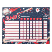 Bloc-note Tableau de Récompenses Baseball Tableau Personnali (Devant)