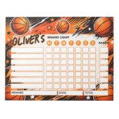Bloc-note Tableau de Récompenses Basketball Tableau Personna (Devant)