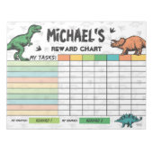 Bloc-note Tableau de récompenses Dinosaur Nom et tâches pers (Devant)