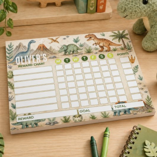 Bloc-note Tableau de Récompenses Dinosaure Tableau Personnal